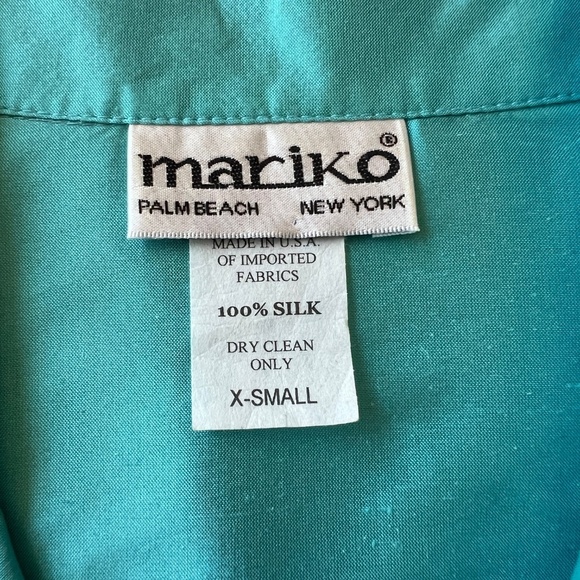 MARIKO 100% SILK BUTTON FRONT BLOUSE XS 3/4 SLEEVE NOTCH COLLAR EVENING ELEGANT - Picture 12 of 12